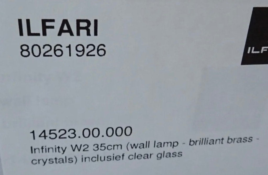 Ilfari Infinity wandlamp nieuw twv € 875,00 Piet Boon, Info@ilfari.nl, Nieuw, Ophalen of Verzenden, Ilfari