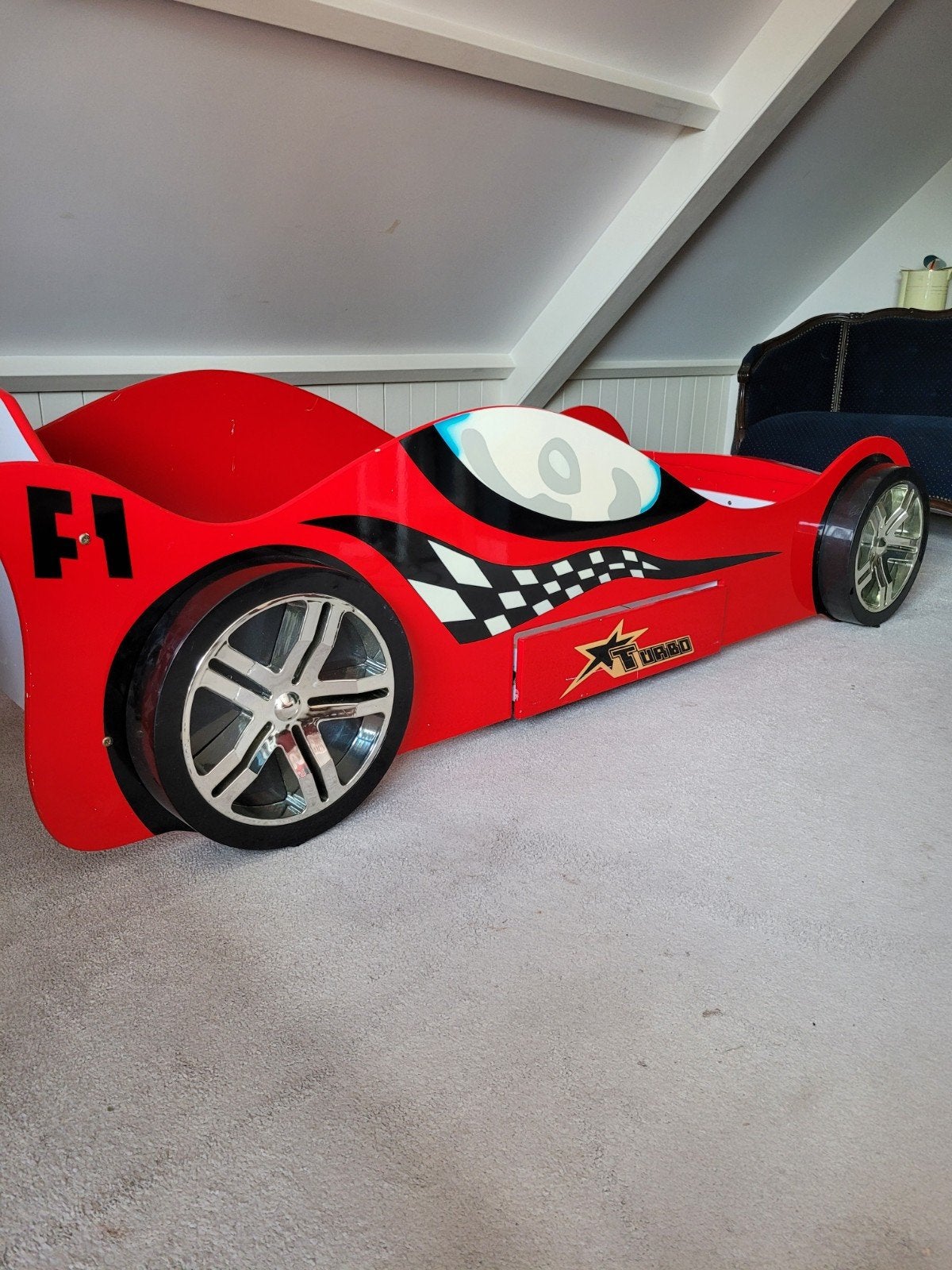 Raceautobed F1 kinderbed 90x200cm, Ophalen, Gebruikt, 180 cm of meer, 85 tot 100 cm