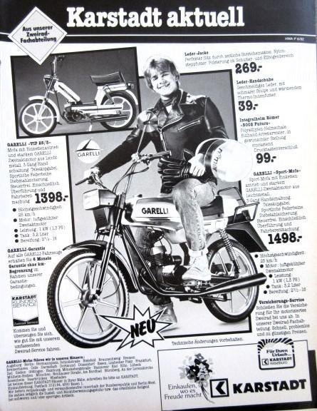 5 vintage advertenties reclames Karstadt 75-82 brommer motor, Ophalen of Verzenden, Gebruikt, Overige typen