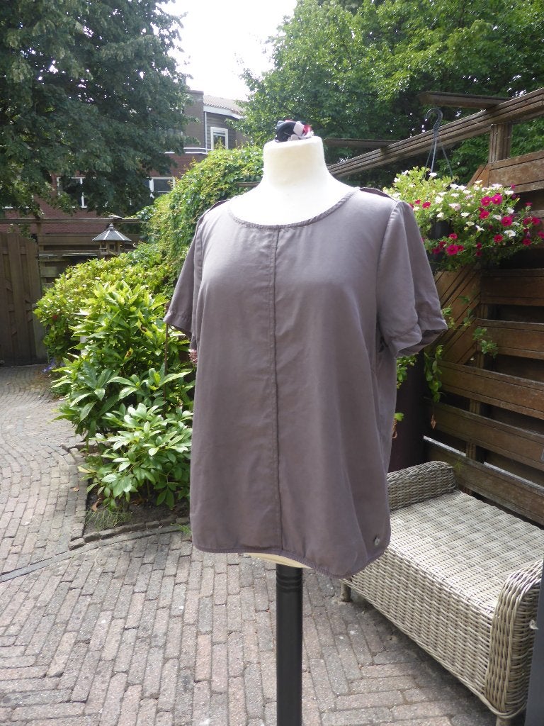 Sandwich shirt/top maat 42 bruin taupe, Kleding | Dames, Bruin, Maat 42/44 (L), Ophalen of Verzenden, Korte mouw