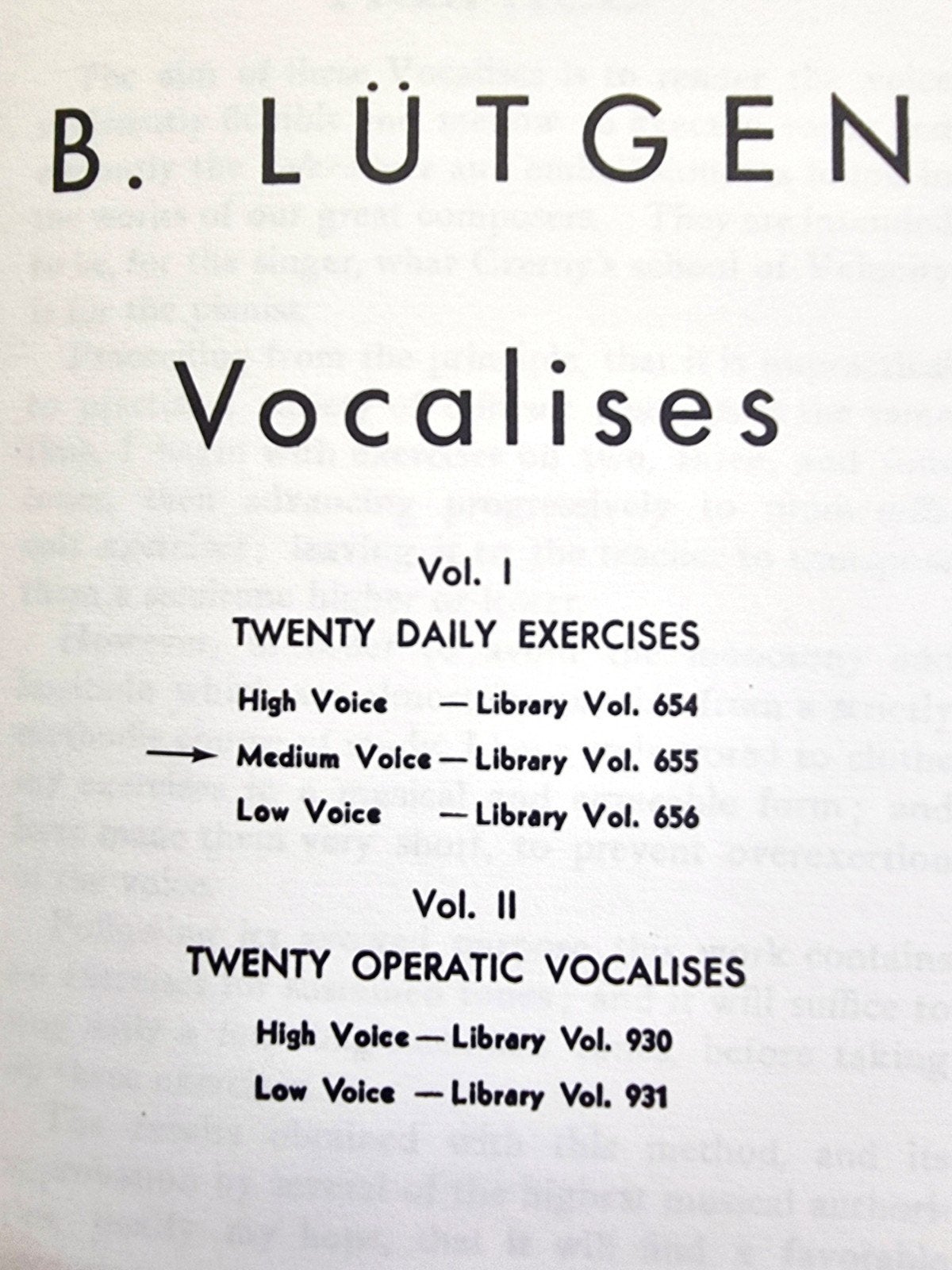 Lütgen Vocalises Vol. 1 - Medium Voice (bladmuziek) V38, Verzenden, Klassiek, Zang, Zo goed als nieuw