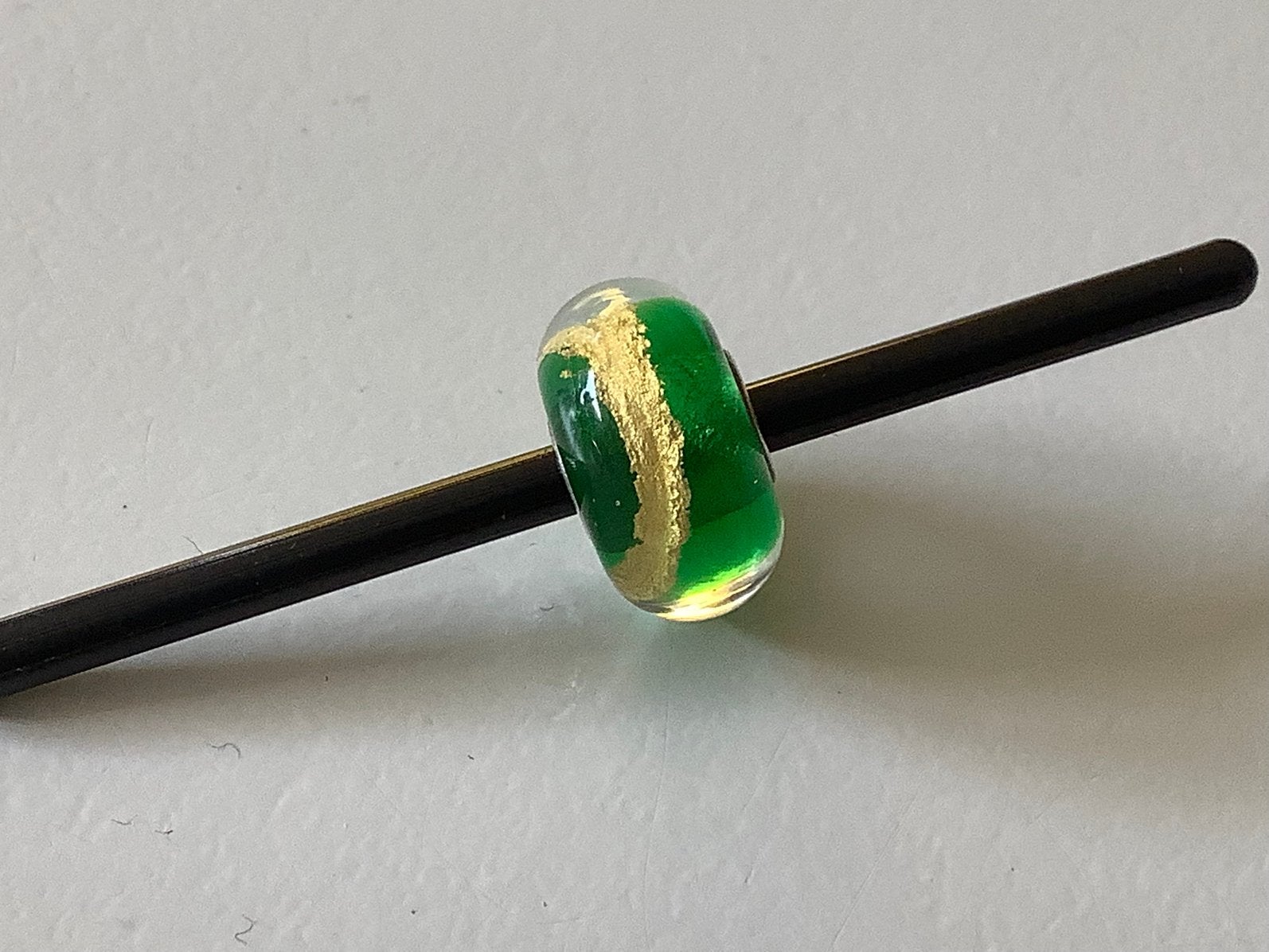 Trollbeads groene chakra. Met gouden band., Ophalen of Verzenden, Zo goed als nieuw, Zilver, Trollbeads