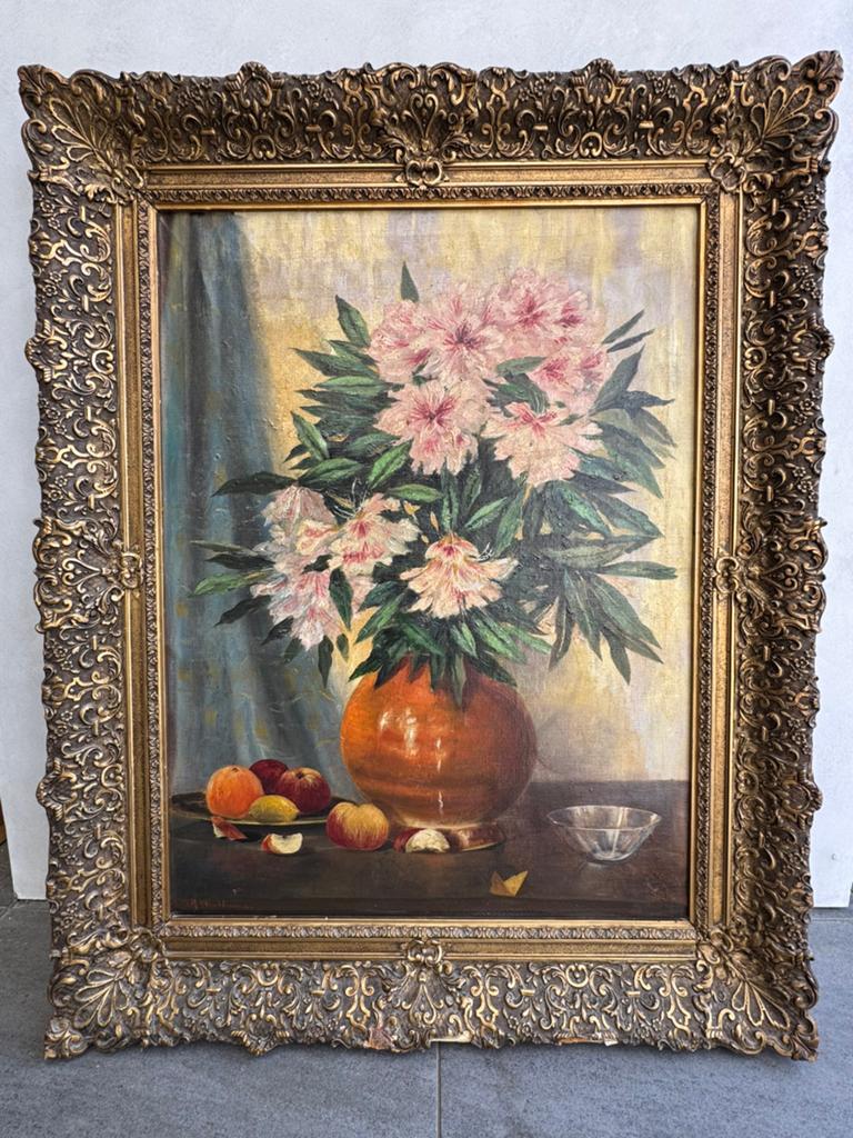Schilderij van H. Windhausen - bloem stil leven, Antiek en Kunst, Kunst | Schilderijen | Klassiek, Ophalen