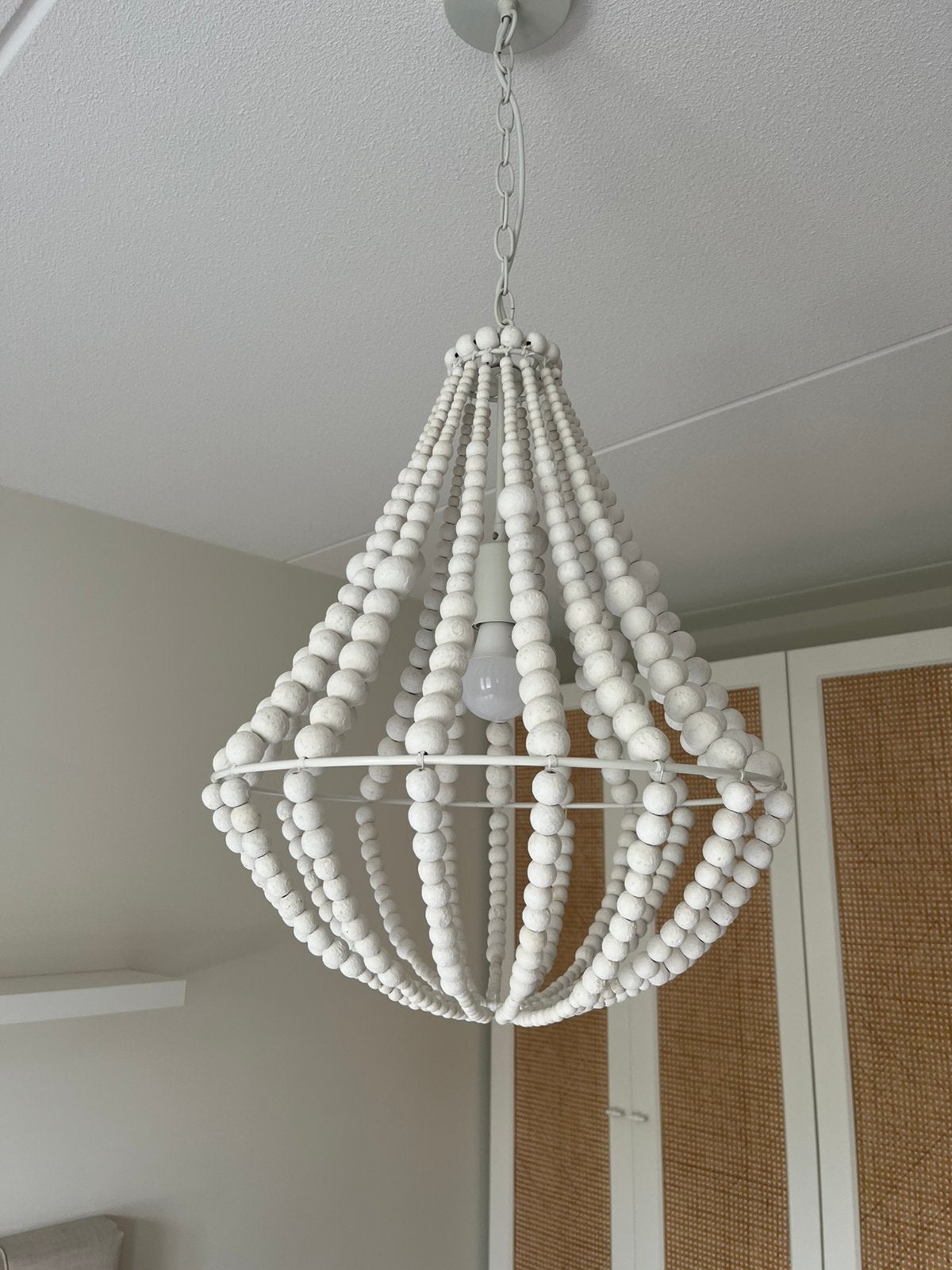 Hanglamp boho ibiza wit creme kralen klei kroonluchter, Huis en Inrichting, Ophalen, Minder dan 50 cm