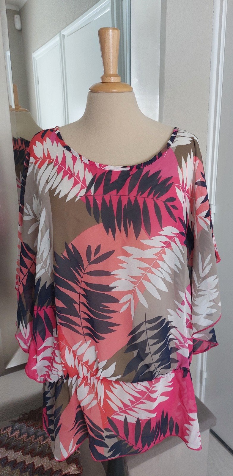 Vlinderblouse met tropische print, Ophalen of Verzenden, Zo goed als nieuw, Blauw