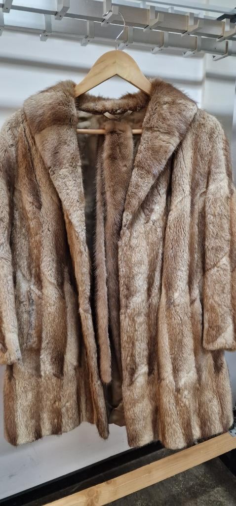 Vintage Bontjas Donkerwolke Enschede, Kleding | Dames, Jassen | Winter, Zo goed als nieuw, Maat 38/40 (M), Bruin, Ophalen of Verzenden