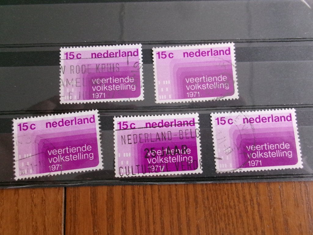 1971 - 5 x volkstelling (733d), Postzegels en Munten, Postzegels | Nederland, Verzenden, Gestempeld