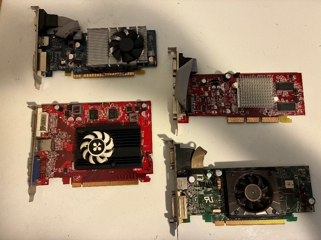 4 Oude Videokaarten PCIe AGP DDR HDMI VGA S-Video GeForce, Computers en Software, Gebruikt, Overige soorten, HDMI, Ophalen of Verzenden