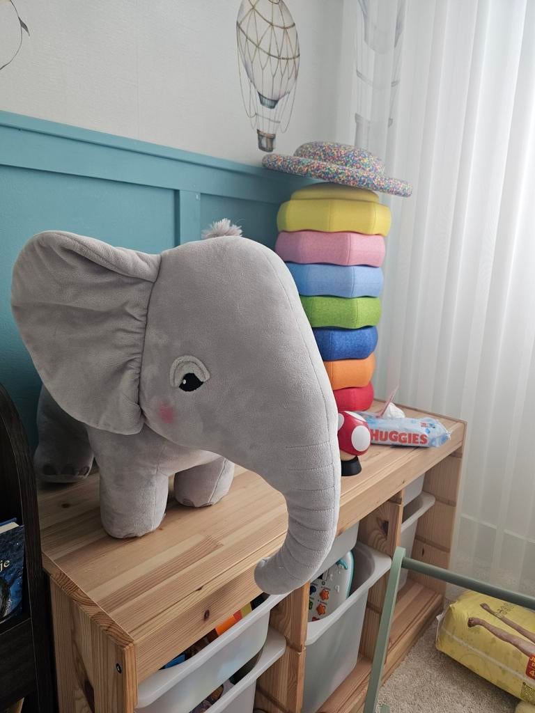 Grote zachte knuffel olifant, Grijs, Ophalen of Verzenden, Zo goed als nieuw, Middelgroot (20 tot 80 cm)