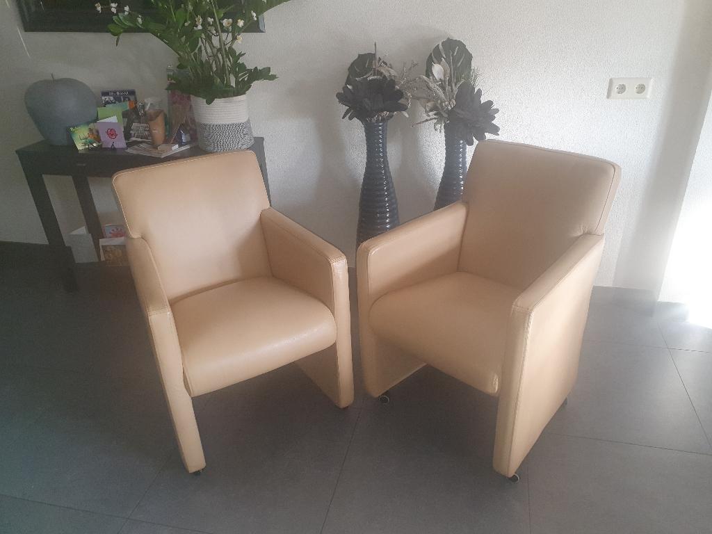 2 st. leren fauteuils, Huis en Inrichting, Fauteuils, Ophalen of Verzenden, Gebruikt, 75 tot 100 cm, 50 tot 75 cm