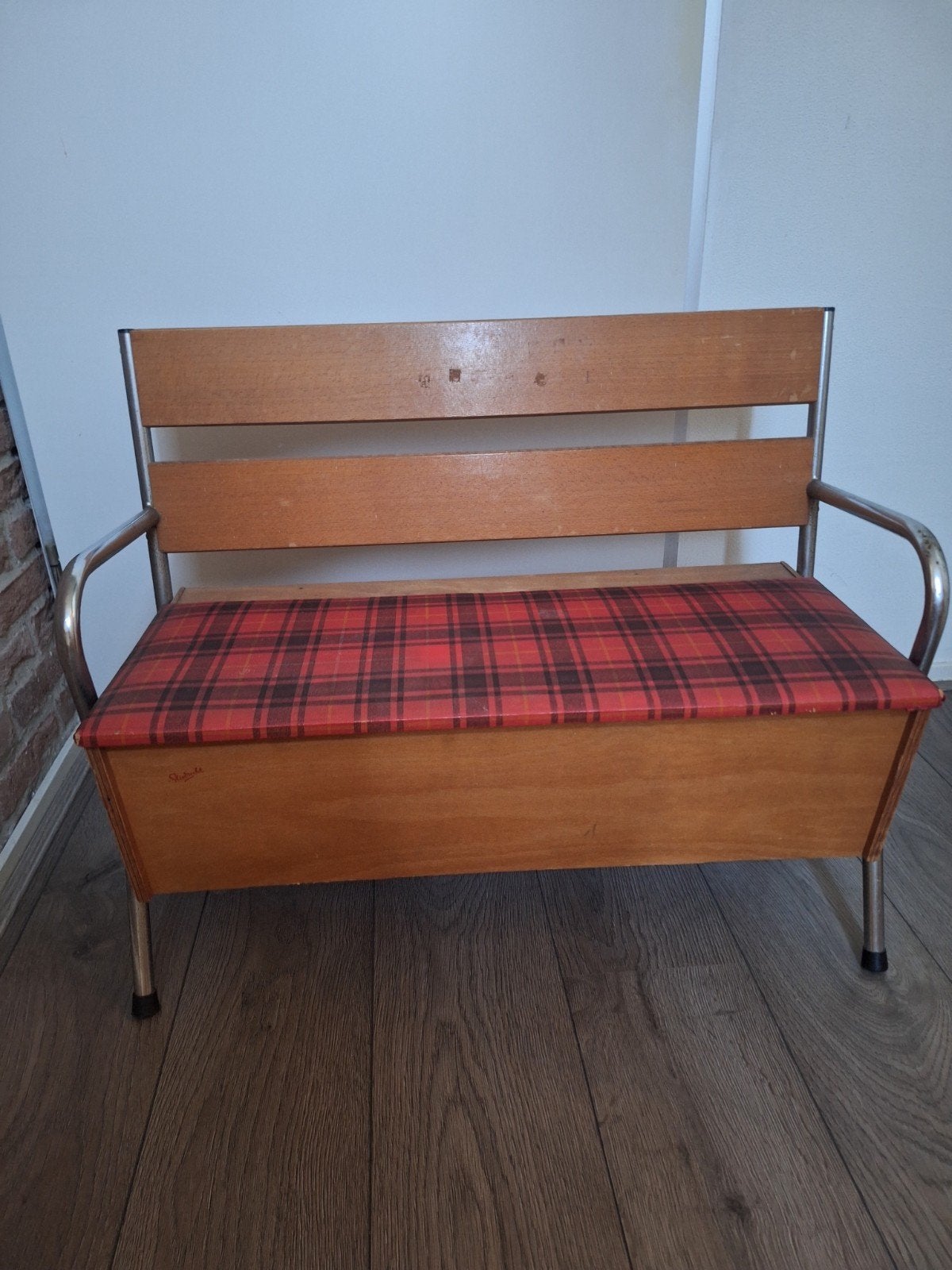 Vintage kinderbankje met opbergruimte, Ophalen