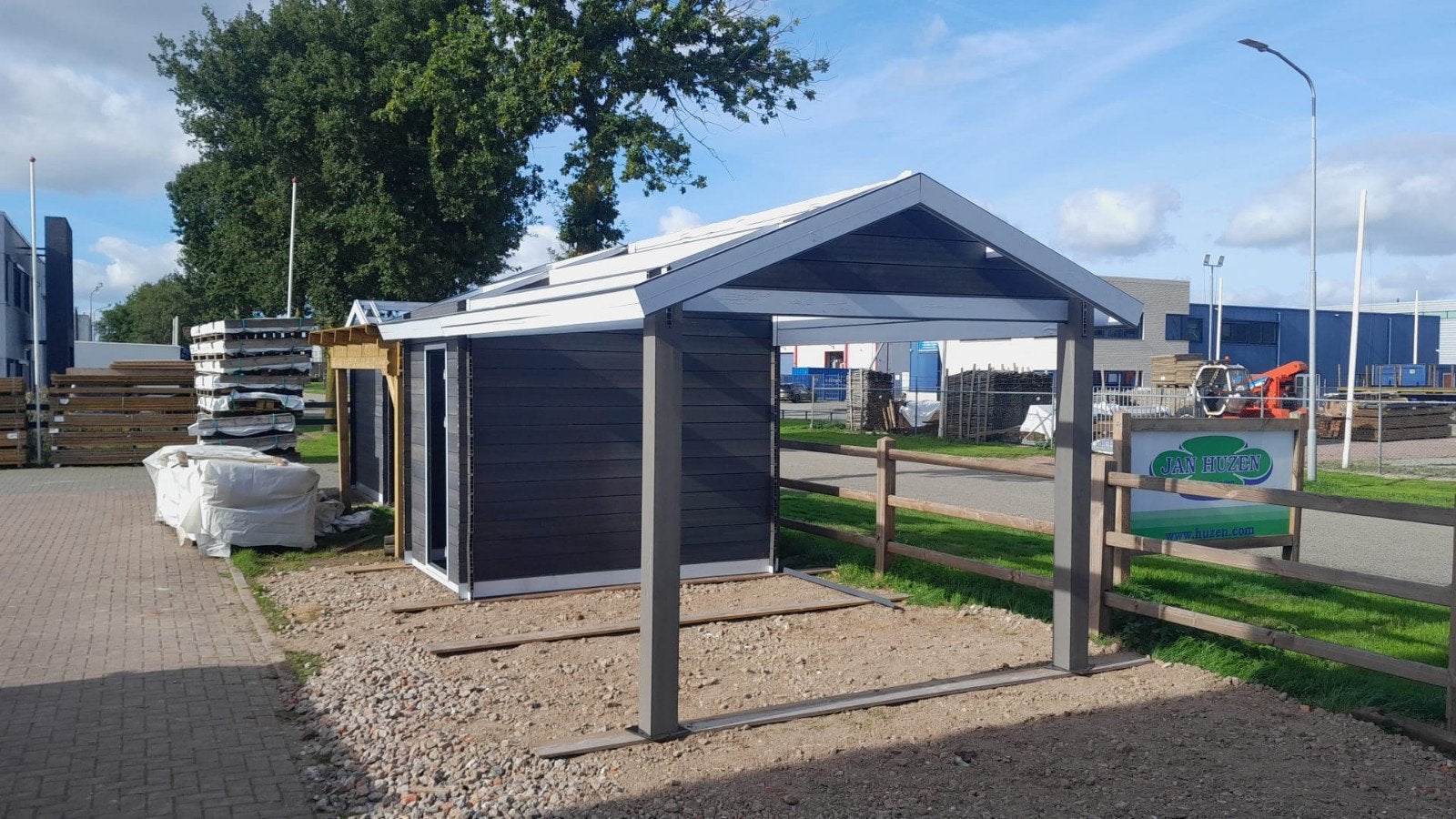 Composiet blokhut 2x3 meter met aanbouw, Tuin en Terras, Ophalen, Nieuw, Kunststof