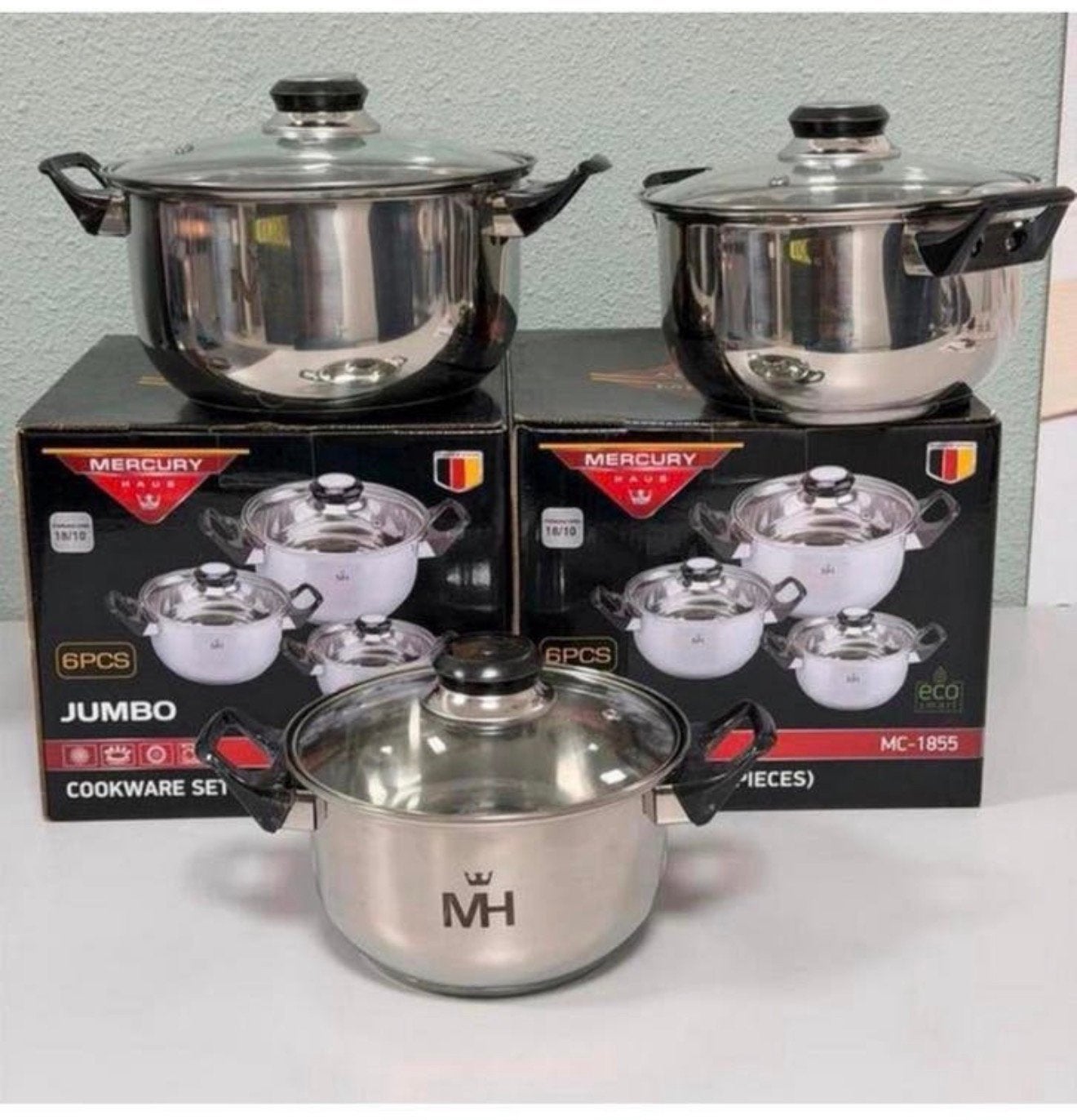 NIEUW - Mercury Haus Jumbo 6-delige pannenset MC-1855 pannen, Huis en Inrichting, Keuken | Potten en Pannen, Keramische plaat