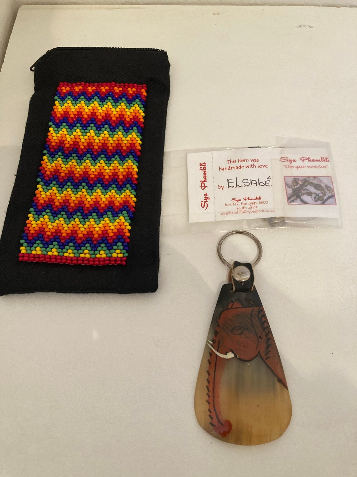 Handgemaakt kraaltjes etui en olifant sleutelhanger, Ophalen of Verzenden, Nieuw