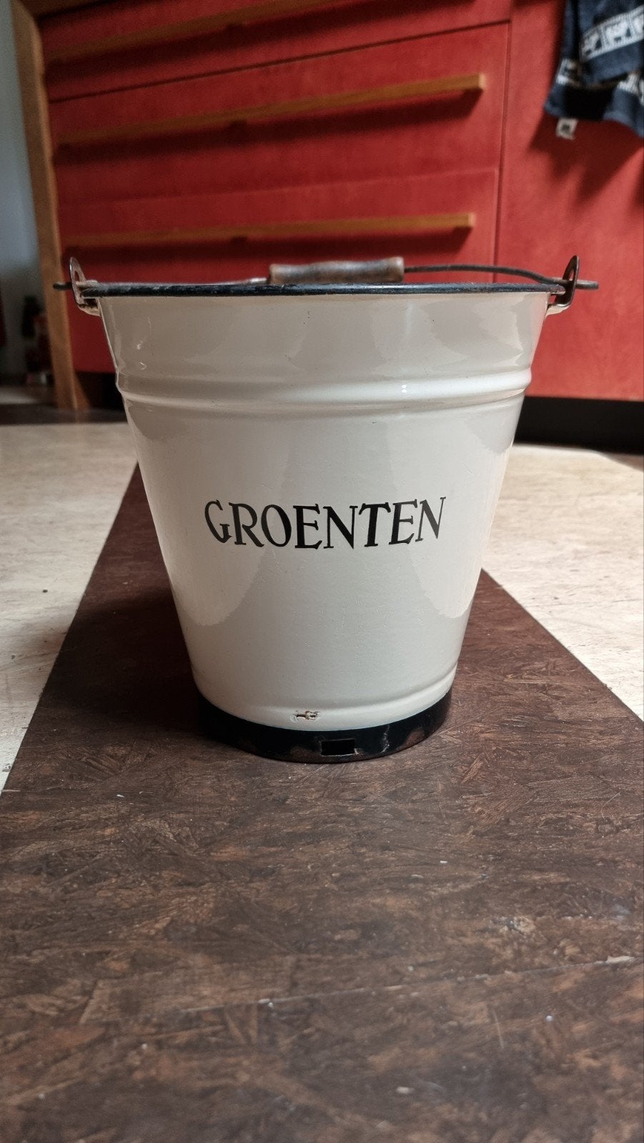 Antieke emaille groenten emmer vintage, Antiek en Kunst, Ophalen