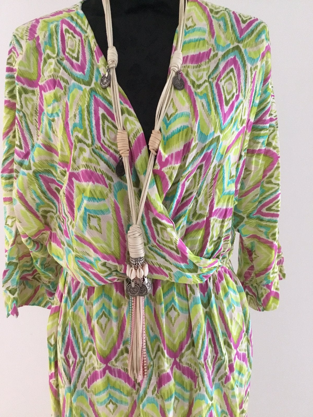 Boho maxi jurk maat xxl, Verzenden, Zo goed als nieuw, Maat 46/48 (XL) of groter, Onder de knie