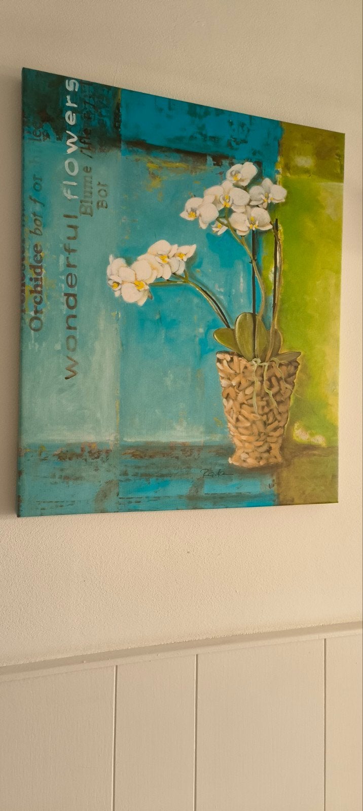 Canvas schilderij met orchideeën - "Wonderful Flowers", 50 – 75, Gebruikt, Ophalen of Verzenden, Schilderij