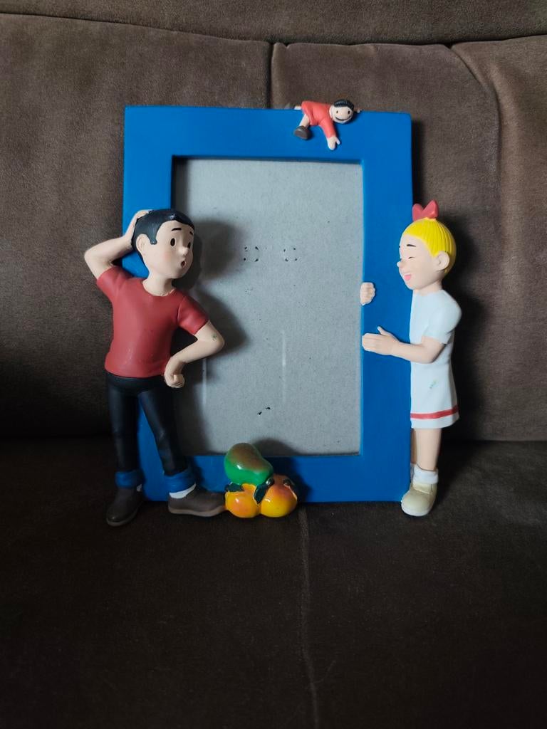 Blauwe fotolijst met Suske en Wiske, Ophalen of Verzenden, Hout, Minder dan 50 cm, Minder dan 50 cm
