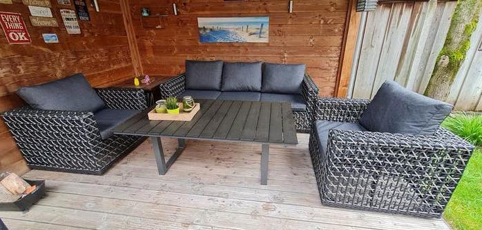 Loungeset Intenso Carpino met Bellagio Bolano tuintafel, Tuin en Terras, Ophalen, 5 zitplaatsen, Zo goed als nieuw, Loungeset