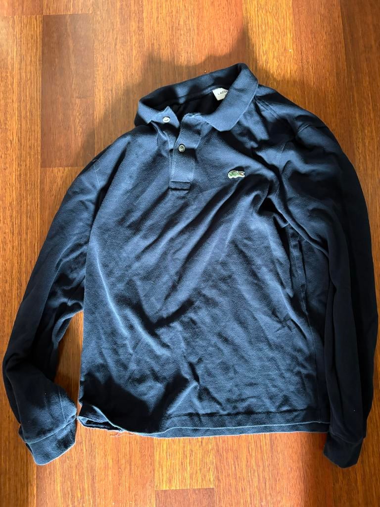 Lacoste Polo Lange Mouwen - Donkerblauw - Maat M, Kleding | Heren, Ophalen of Verzenden, Gedragen, Maat 48/50 (M), Blauw