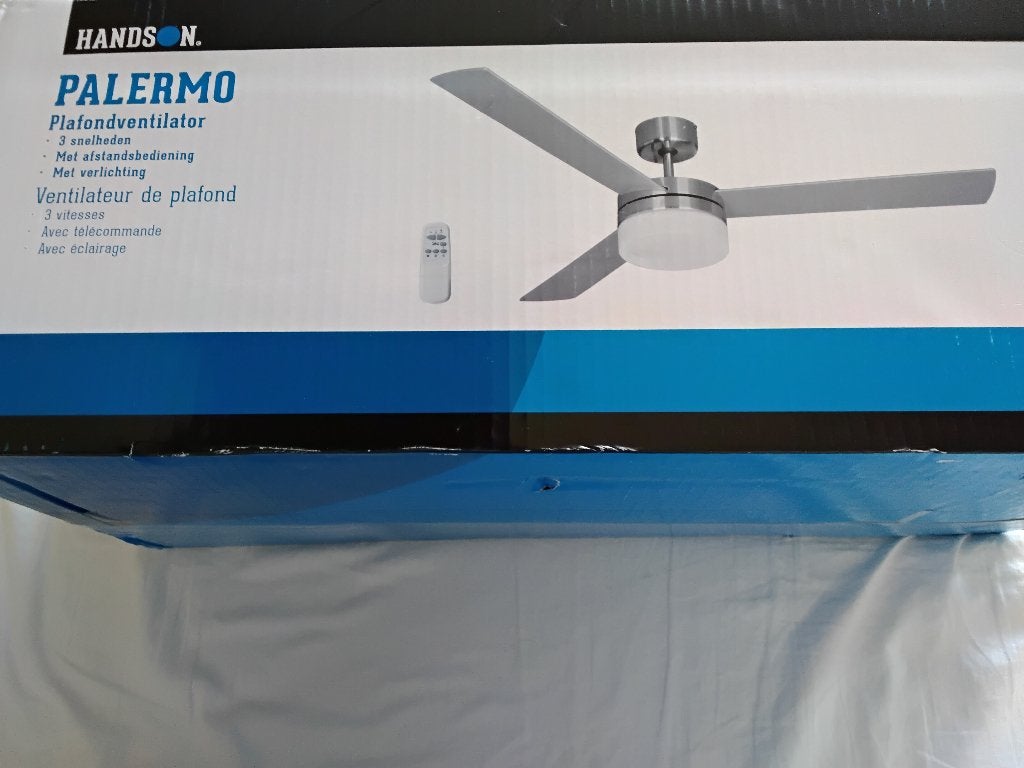 Nieuwe Plafondventilator 3 snelheden merk: Handson Palermo, Ophalen, Ventilator met afstandsbediening, Nieuw, Plafondventilator