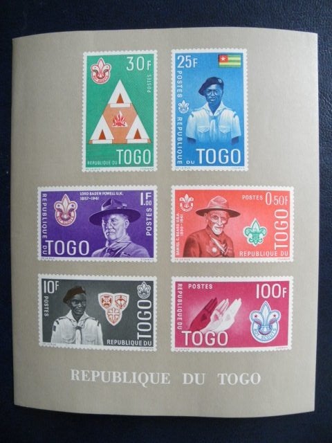 Postzegels Togo 1961 scouting blok 5 II B - cw. 6,00 postfr, Ophalen of Verzenden, Overige landen, Postfris