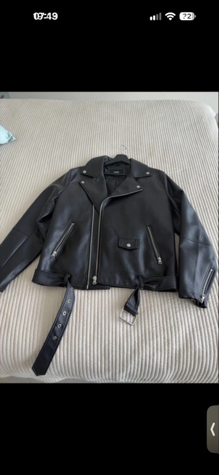 Pull&Bear Zwart Leren Bikerjack Maat L, Ophalen of Verzenden, Zo goed als nieuw, Maat 42/44 (L), Zwart