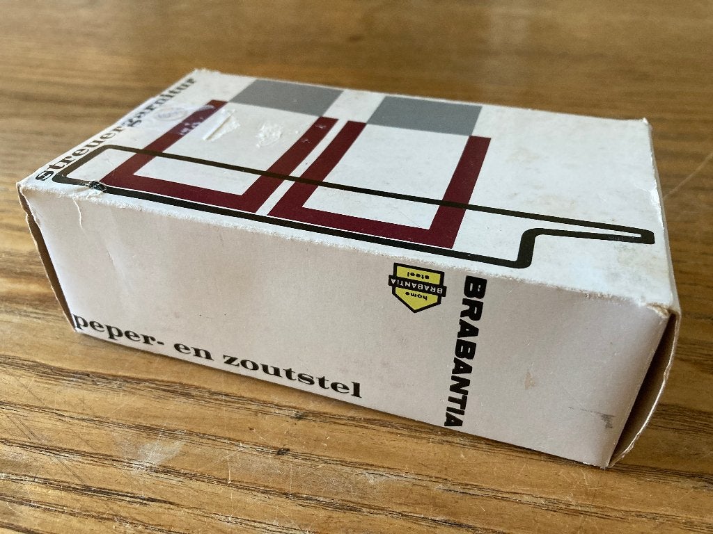 Vintage Brabantia peper- en zoutstel (nieuw) rvs & Parmelon, Huis en Inrichting, Kunststof, Nieuw, Ophalen of Verzenden, Brabantia
