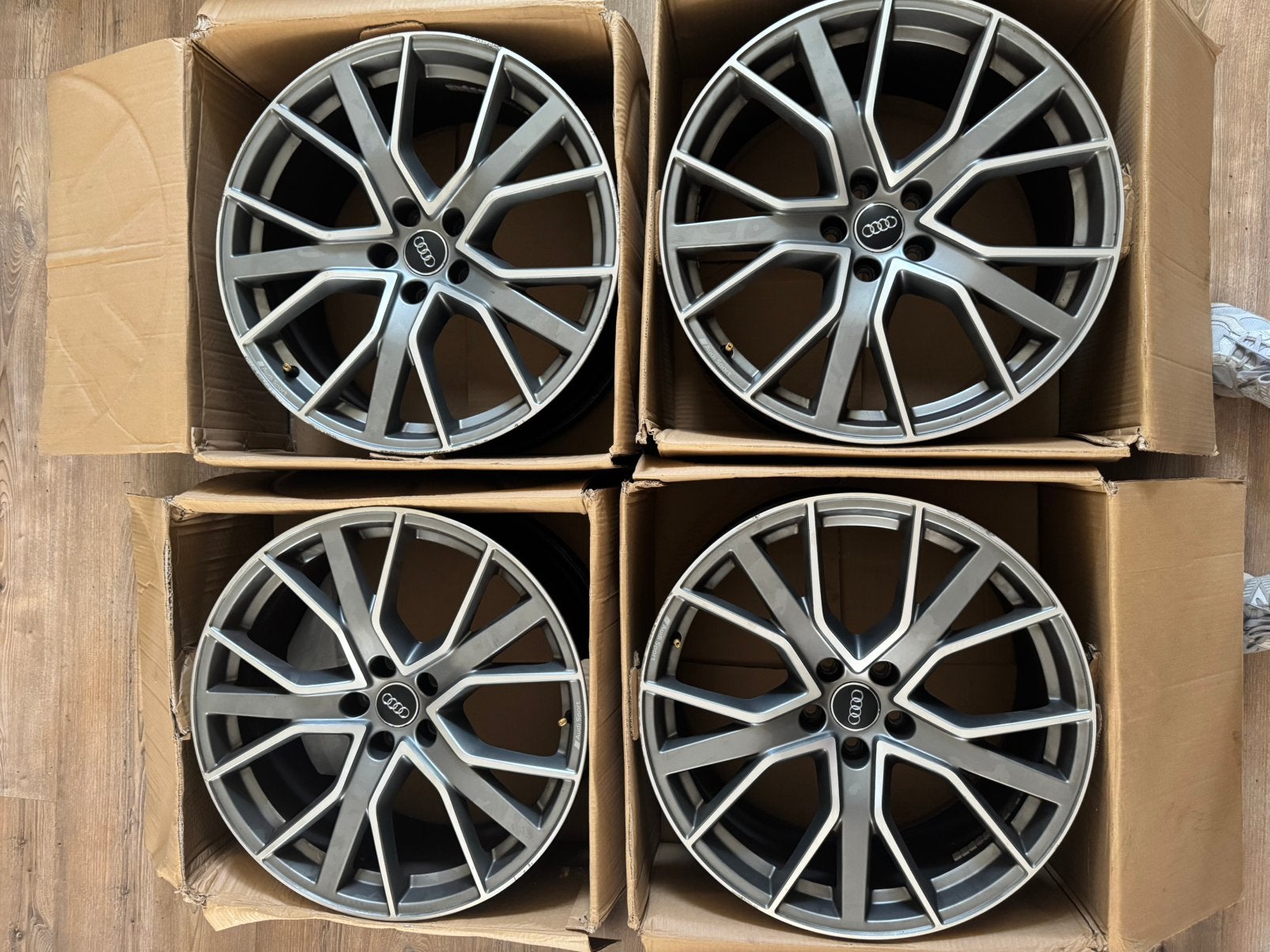 Origineel Audi Sport velgen 20” A4, A5 antraciet/zilver, Auto-onderdelen, Banden en Velgen, Ophalen, 20 inch, Zomerbanden, Velg(en)