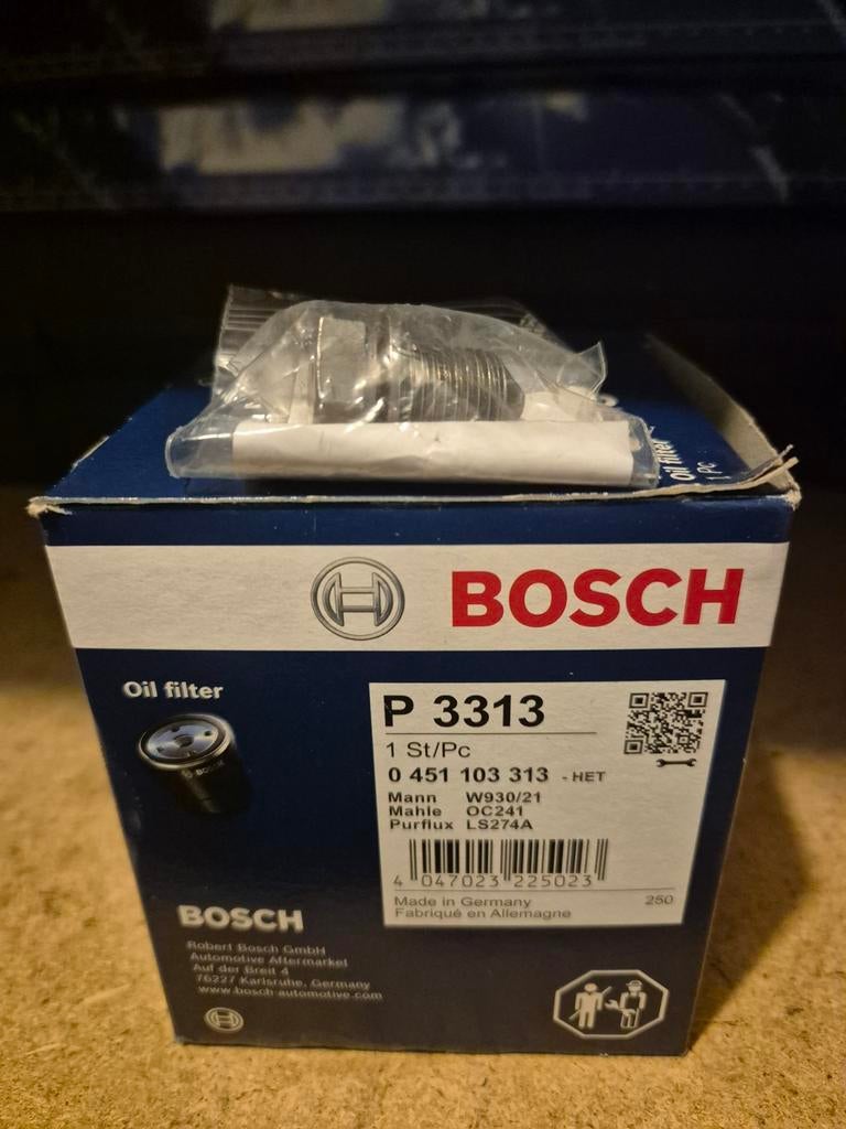 Bosch Oliefilter P3313 incl. carterplug M14 - nieuw, Ophalen of Verzenden, Nieuw