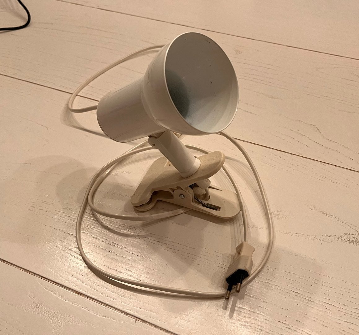 Retro vintage klemlamp wandlamp wit/crème E27, Huis en Inrichting, Kunststof, Gebruikt, E27 (groot), Ophalen of Verzenden