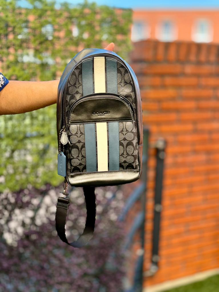 Coach Men’s Crossbody Sling Backpack - Charcoal/Blue/White, Ophalen of Verzenden, Zo goed als nieuw, Blauw