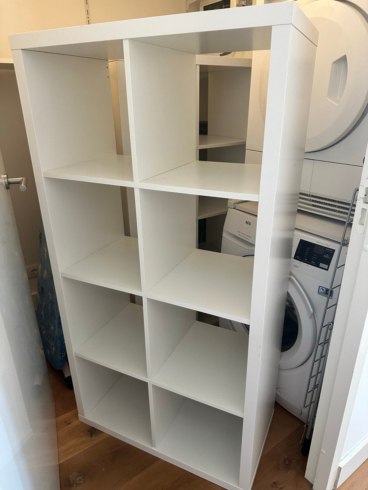 Witte Kallax kast met 8 vakken, Met plank(en), Gebruikt, 150 tot 200 cm, 25 tot 50 cm