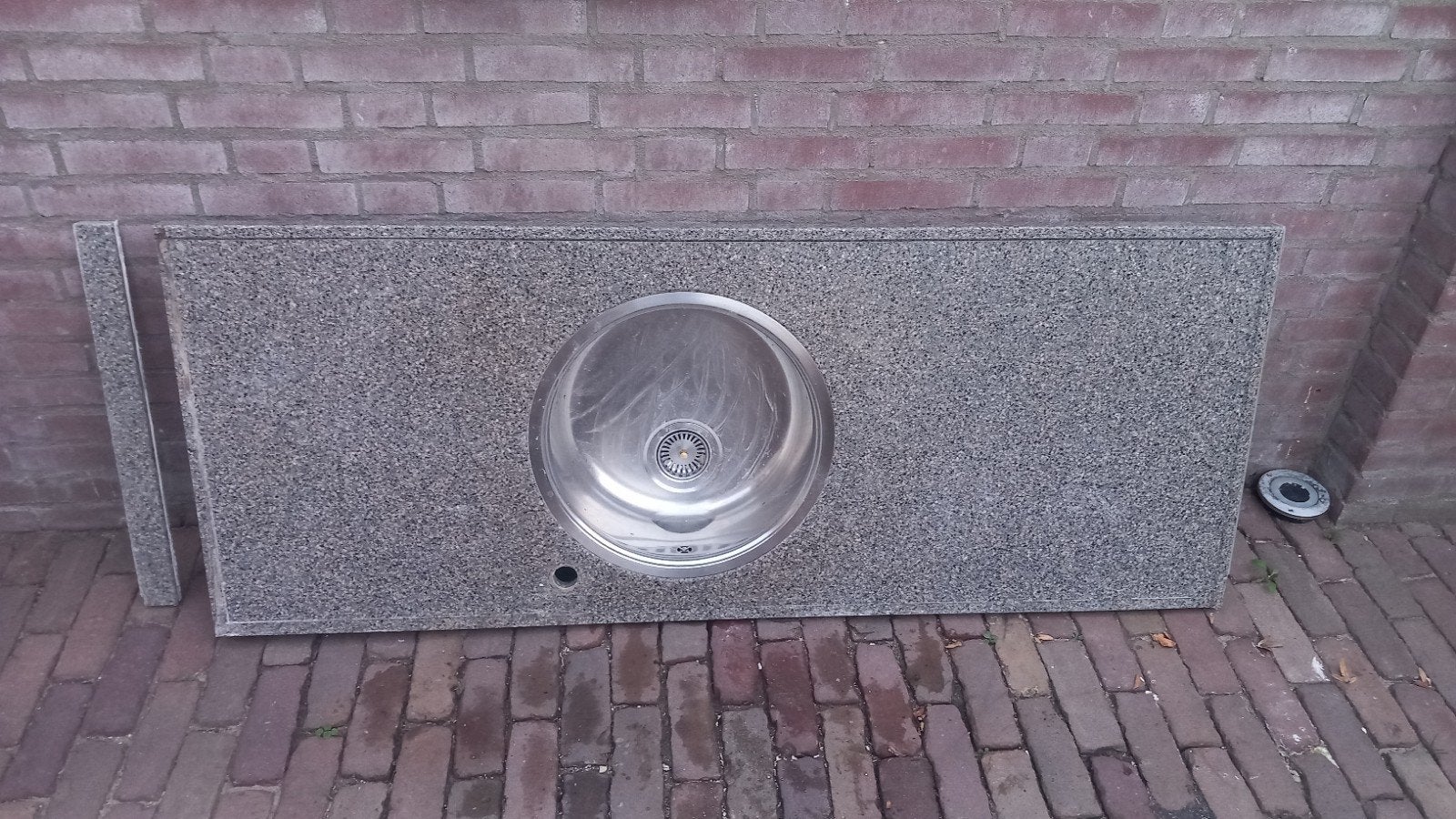 Granieten aanrechtblad met spoelbak, Ophalen, Gebruikt, 100 tot 150 cm, Minder dan 100 cm
