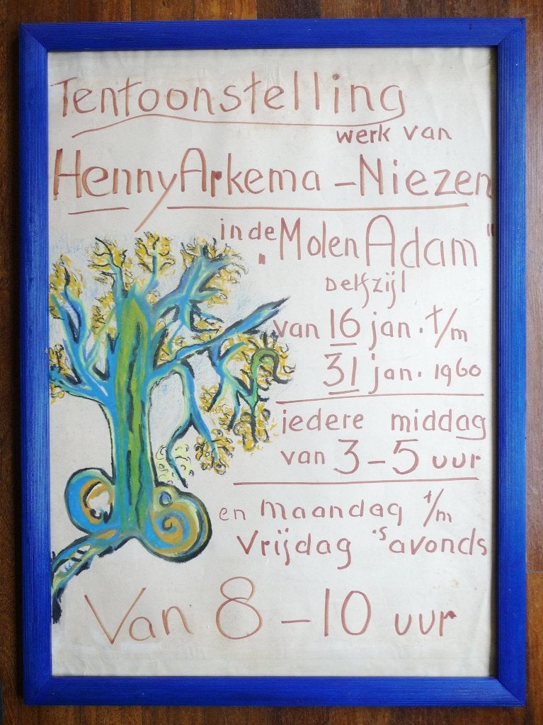 affiche van de Groninger Ploeg schilder Henny Arkema, Antiek en Kunst, Ophalen of Verzenden, Origineel werk, Overige ondergronden