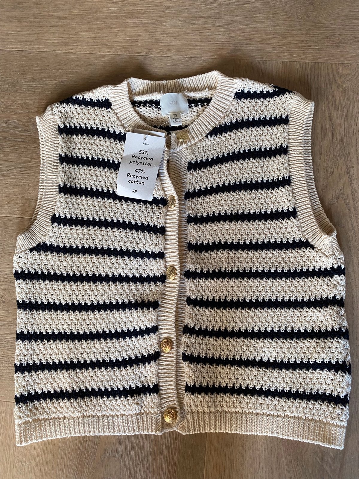 Nieuw H&M gestreept vestje/gilet - Maat S, Kleding | Dames, Truien en Vesten, Ophalen of Verzenden, Nieuw, Maat 36 (S), Wit