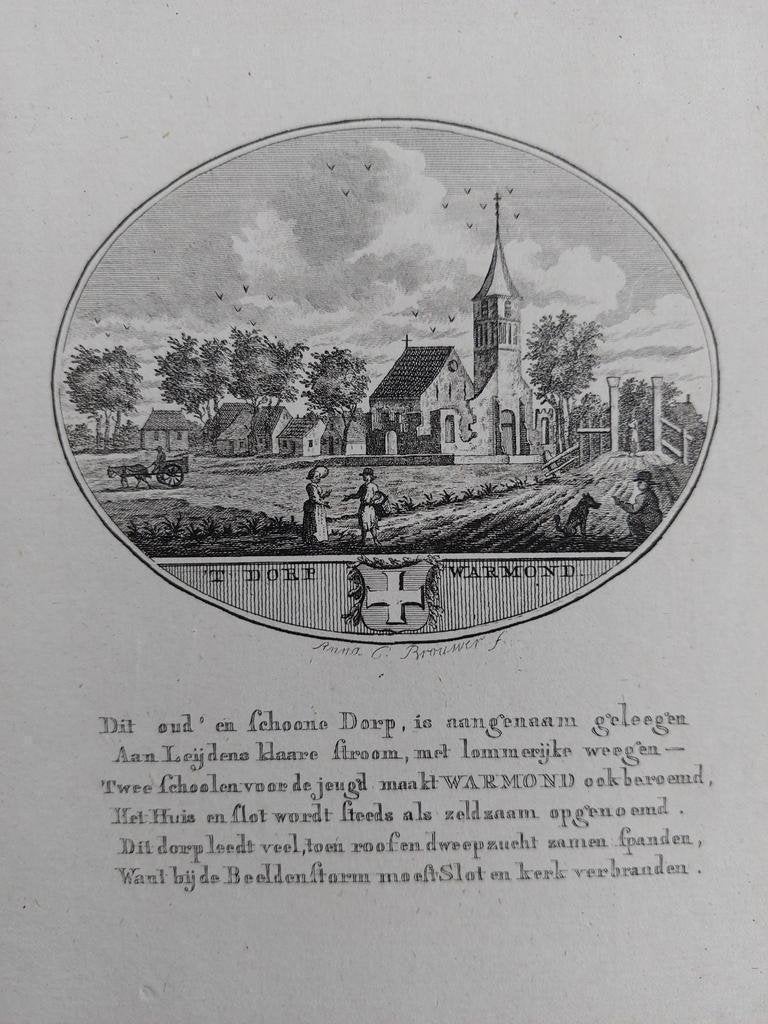 39 / Warmond Gravure 18e eeuw van Ollefen & Bakker, Ophalen of Verzenden