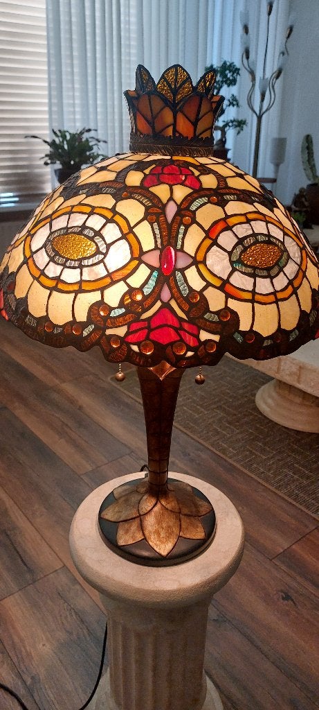 PRACHTIGE THIFFANY TAFELLAMP TE KOOP.., Ophalen, Tiffany lamp, Meerkleurig, 68 cm