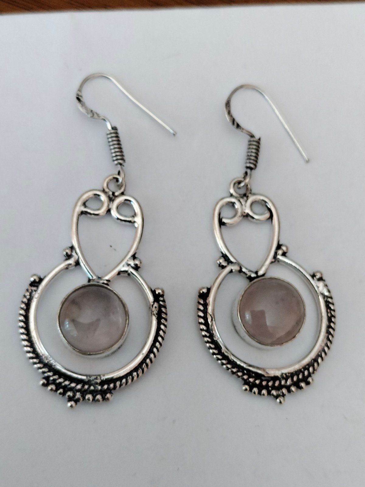 Zilveren oorbellen met roze quartz, Hangers, Verzenden, Nieuw, Roze