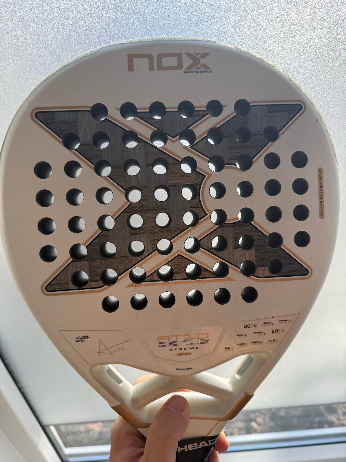 Nox AT10 12K Genius Xtreme Padel Racket met hoes, Sport en Fitness, Padel, Gebruikt, Ophalen of Verzenden