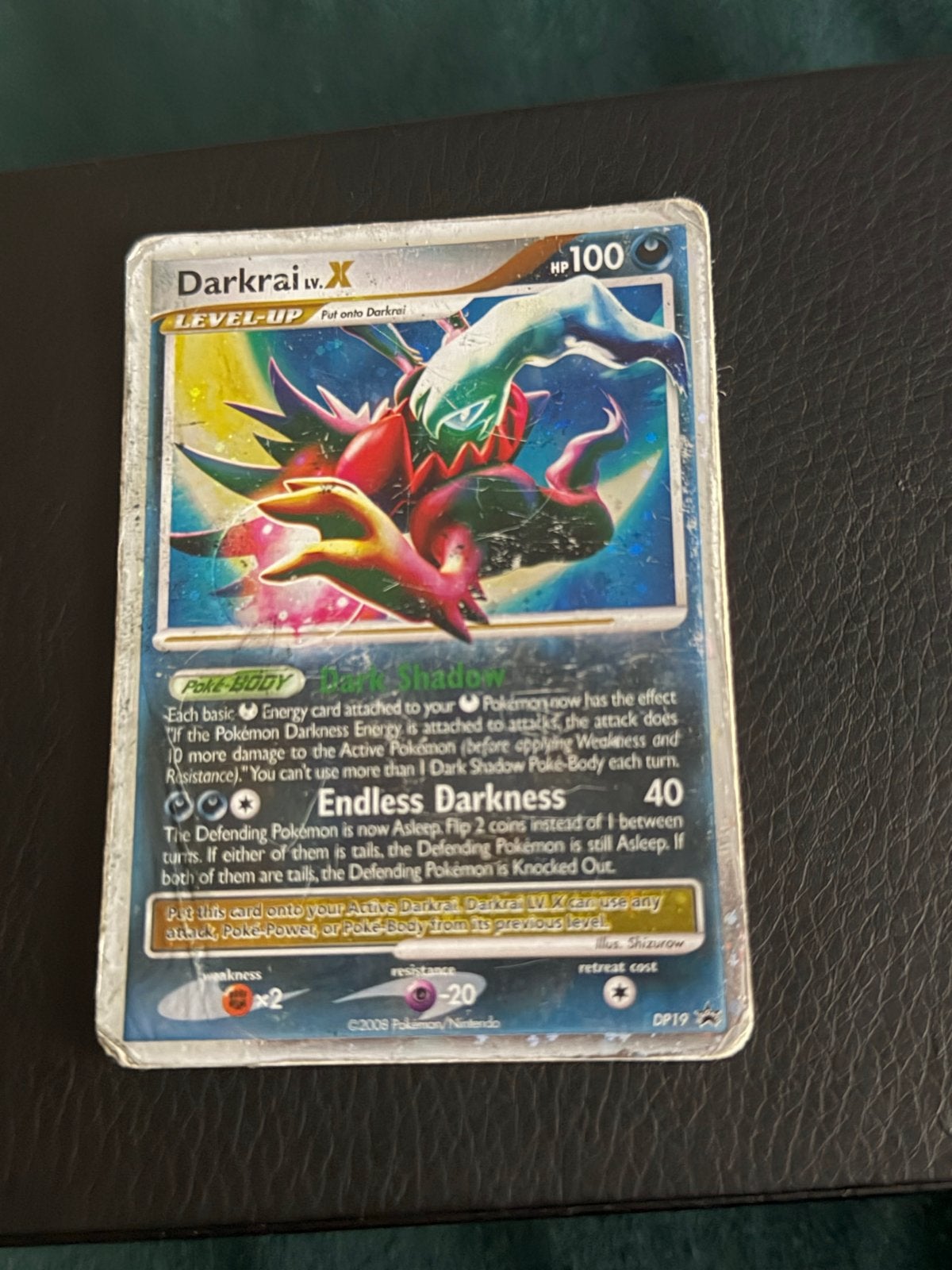 Darkrai LV.X Pokémon kaart - Kreuk links onder, Ophalen of Verzenden, Gebruikt, Losse kaart