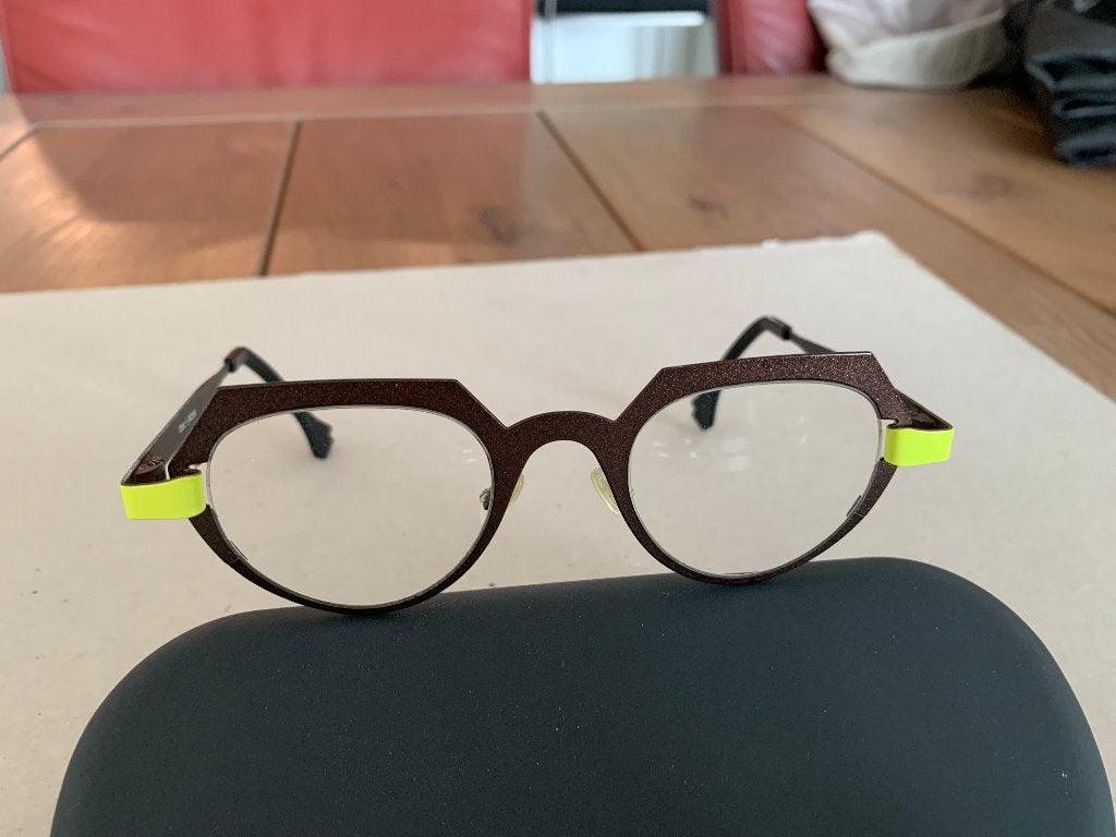 Bril montuur Theo bruin geel, Overige merken, Gebruikt, Overige kleuren, Ophalen of Verzenden