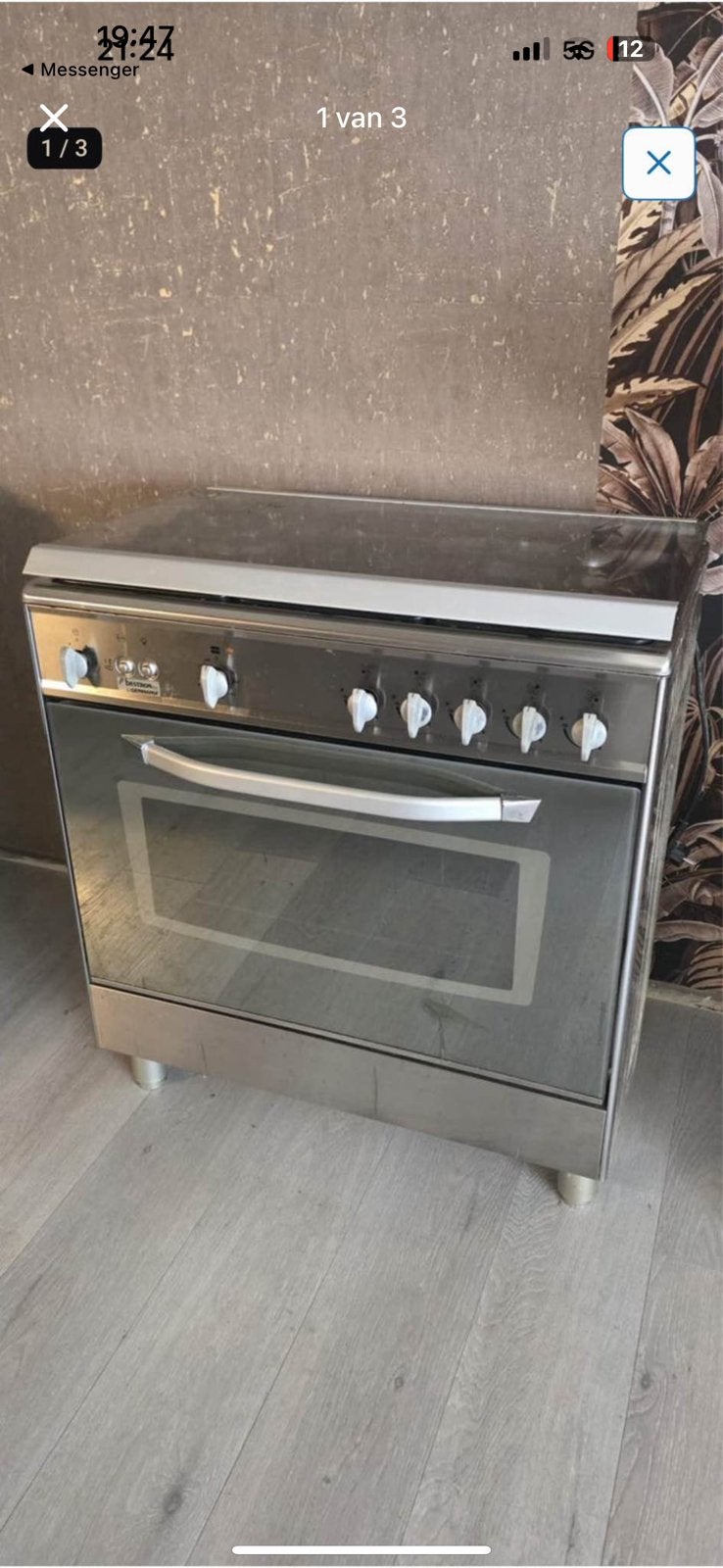Gasfornuis met oven (oven moet negekeken worden), 60 cm of meer, Zo goed als nieuw, Gas, Vrijstaand