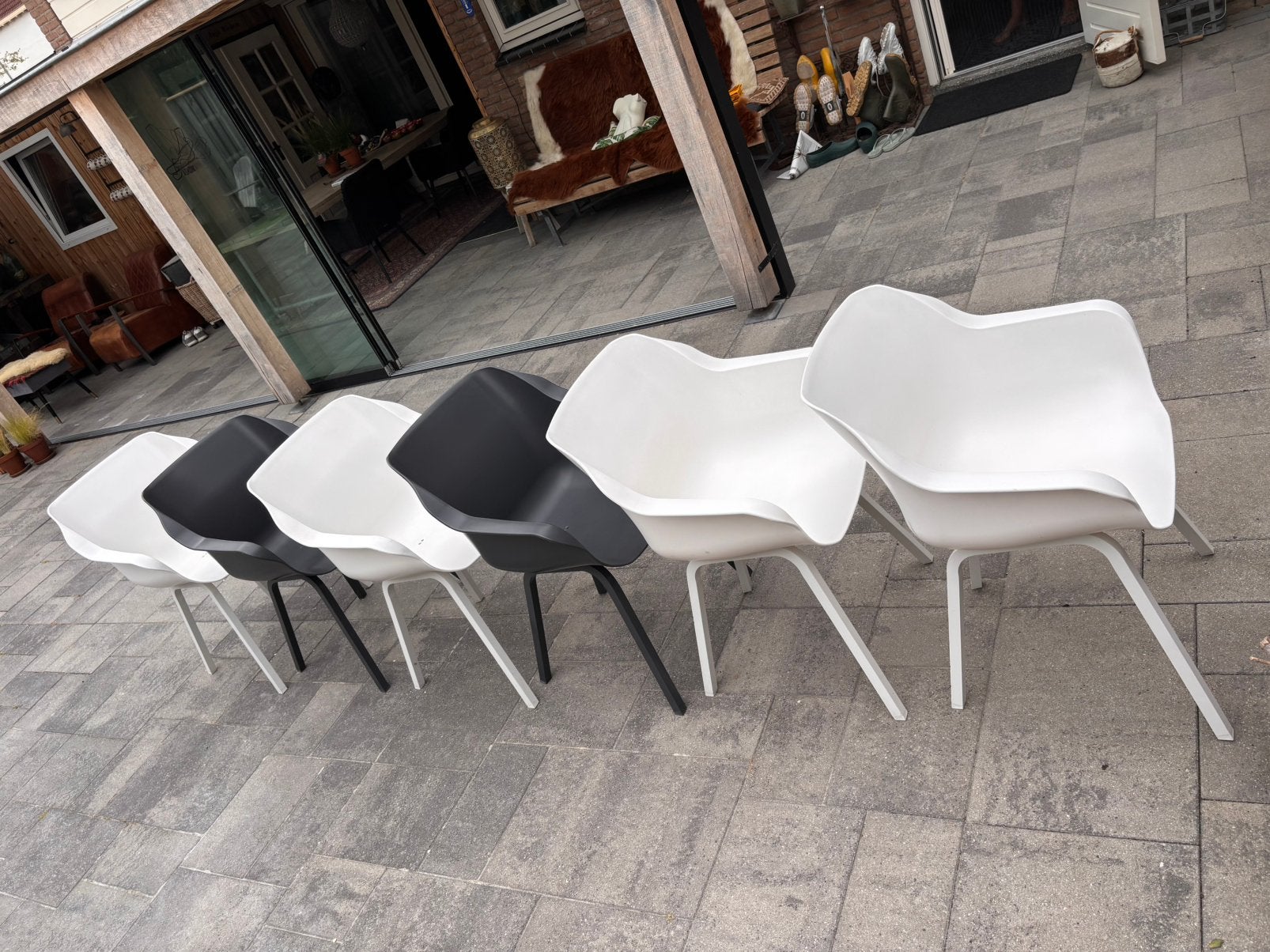 Vier  Hartman Sophie Element 4 stuks wit en grijs, Tuin en Terras, Tuinstoelen, Ophalen, Zo goed als nieuw, Kunststof