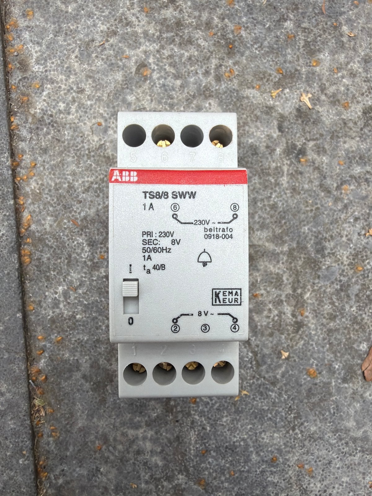 ABB TS8/8 SWW Beltransformator 230V naar 8V, Ophalen of Verzenden, Gebruikt, ABB, Overige typen