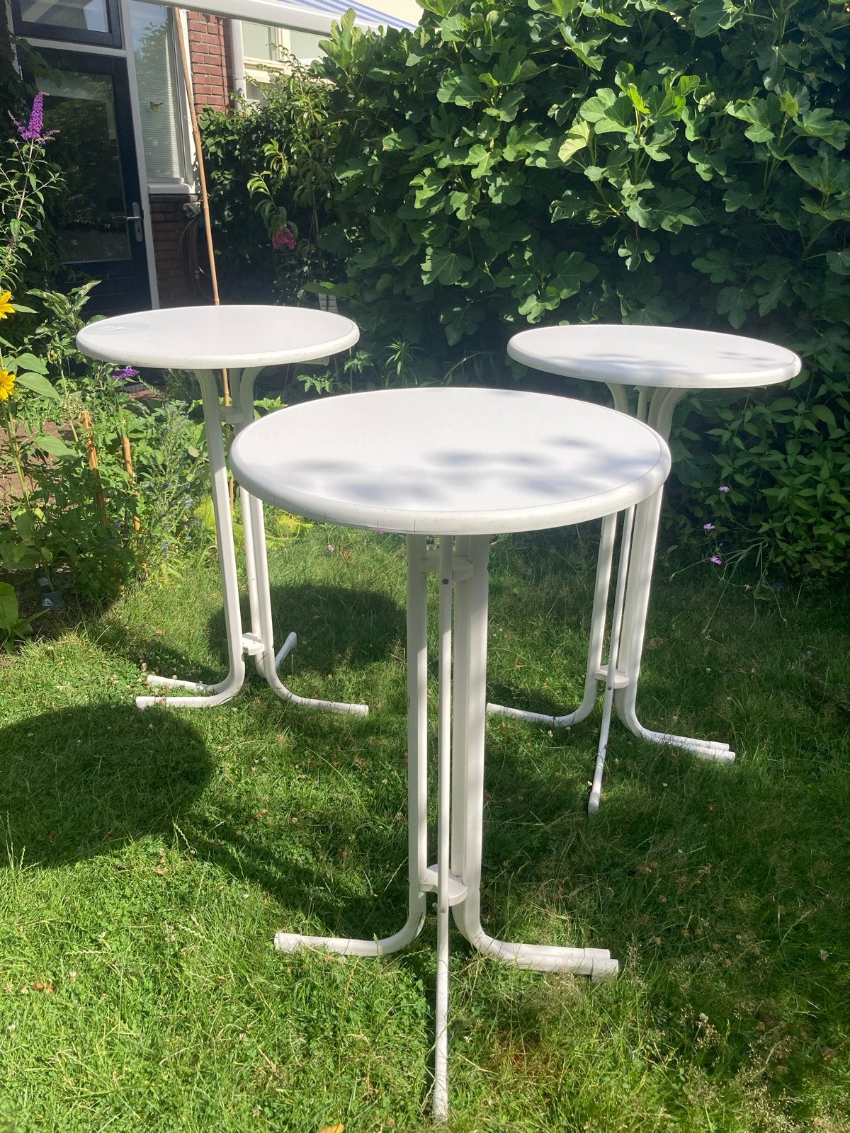 3x Sieger Bistro statafels - Wit, Opvouwbaar, Ophalen, Gebruikt, Rond, Metaal