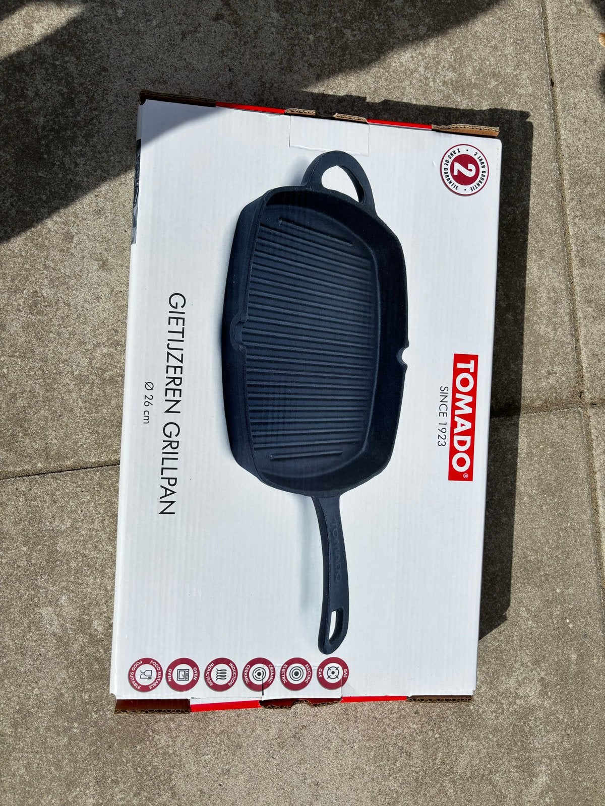 Gietijzeren grillpan - Tomado - Ø 26 cm, Nieuw, Ophalen of Verzenden, Zwart, Metaal