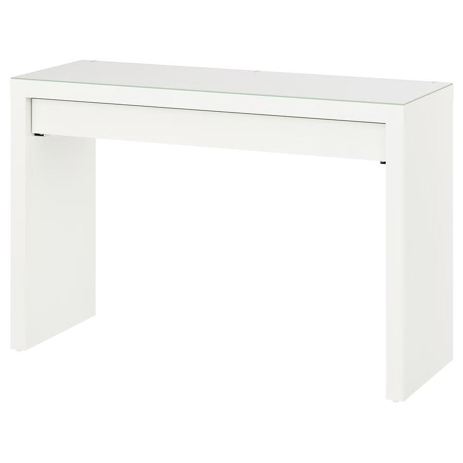 IKEA Malm toilettafel / bureau met glasplaat, Huis en Inrichting, Bureaus, Ophalen, Overige typen, Gebruikt, Met lades