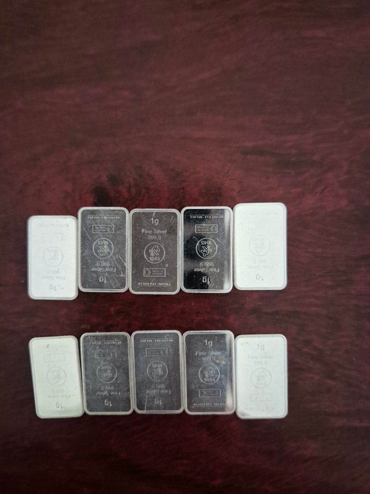 0.999 zilverbaar 10x1 gram Heimerle Meule, Postzegels en Munten, Ophalen of Verzenden, Zilver