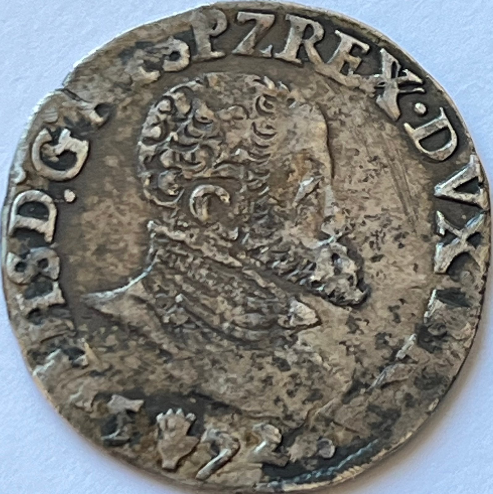 Antwerpen 1/10e philipsdaalder 1572, Vóór koninkrijk, Zilver, Losse munt, Overige waardes